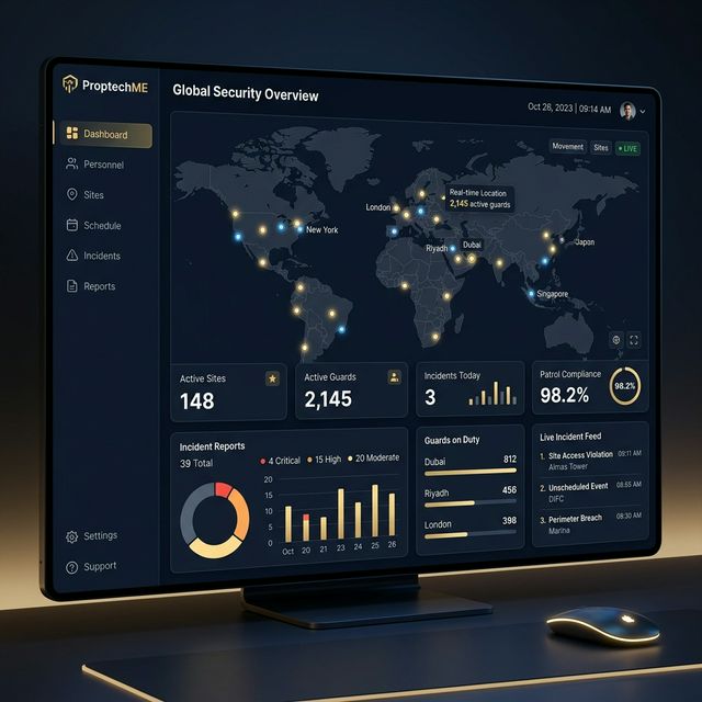 ProptechME Guard Management Software Dashboard on Odoo
